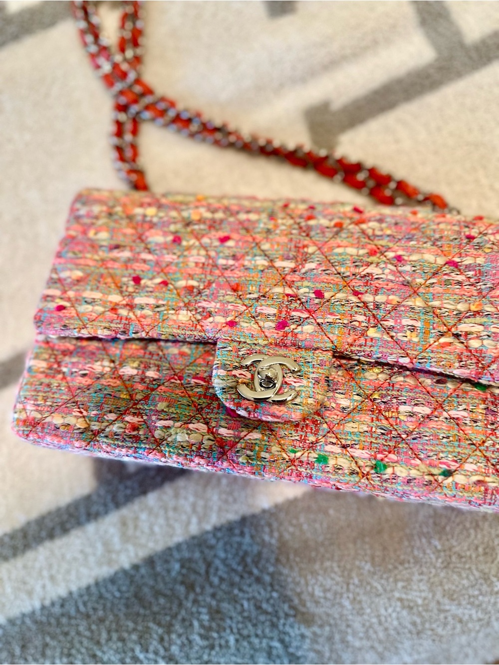 Classic Medium Tweed Double Flap Bag Pristine Condition🔥🩷100% authentic - Picture 10 of 12